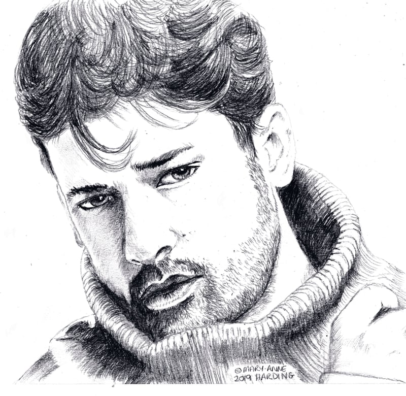 Alp Navruz -Turkish Actor by MaryAnne Harding Art