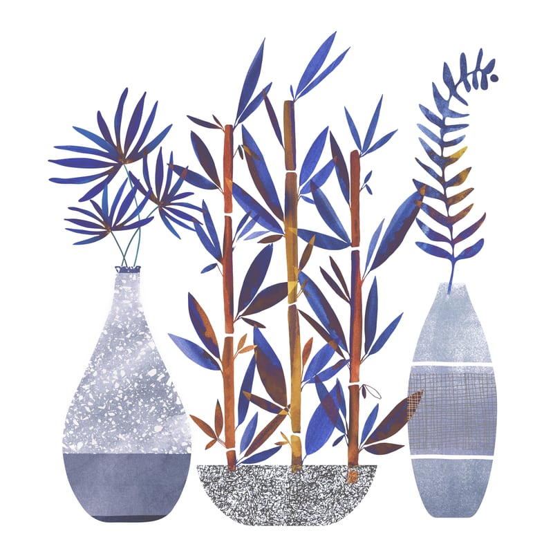 Indigo Flora Trio by Modern Tropical
