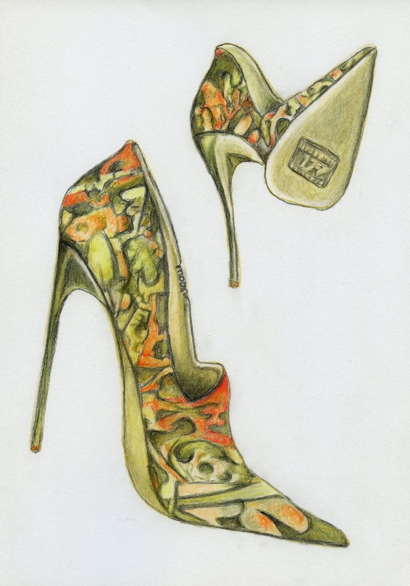 Green stiletto shoes by The Artfactory