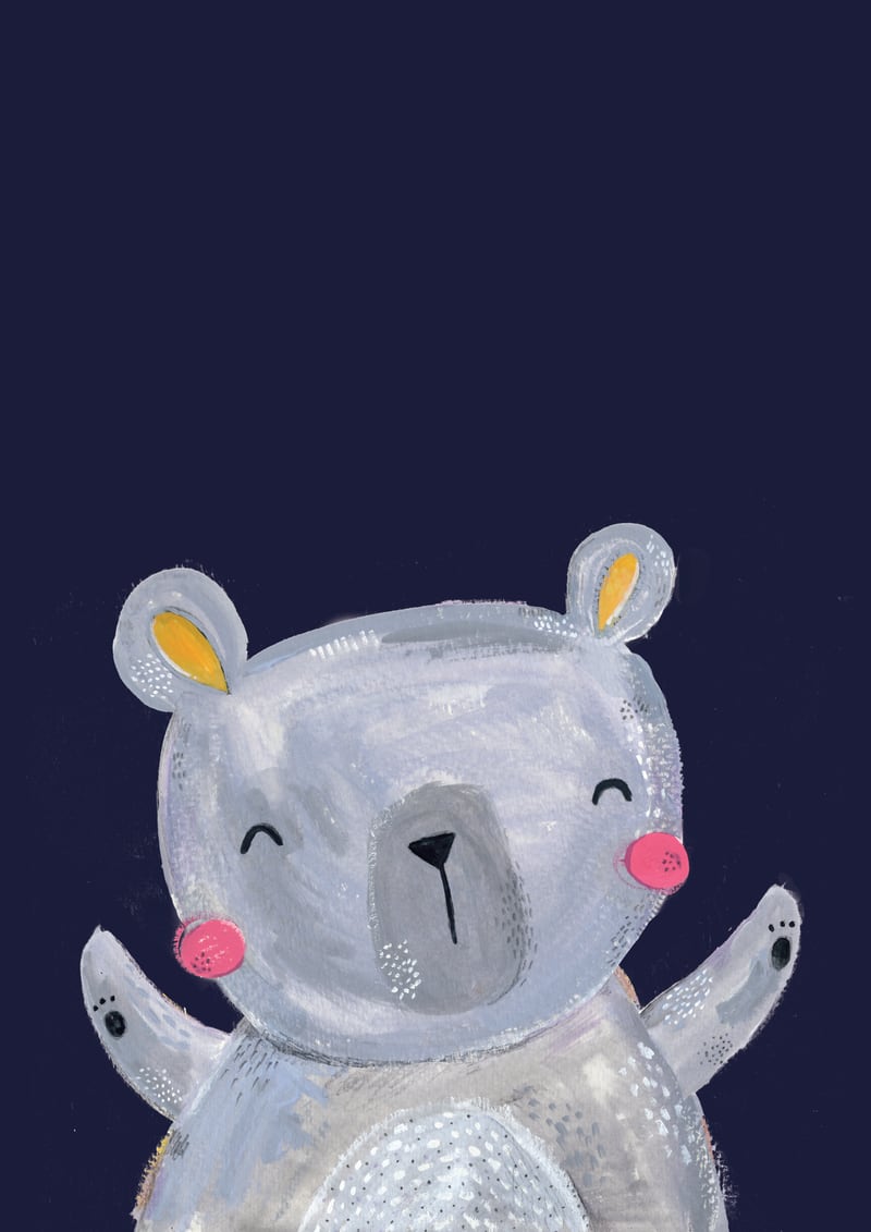 Woodland Bear On Navy by lauradidthis
