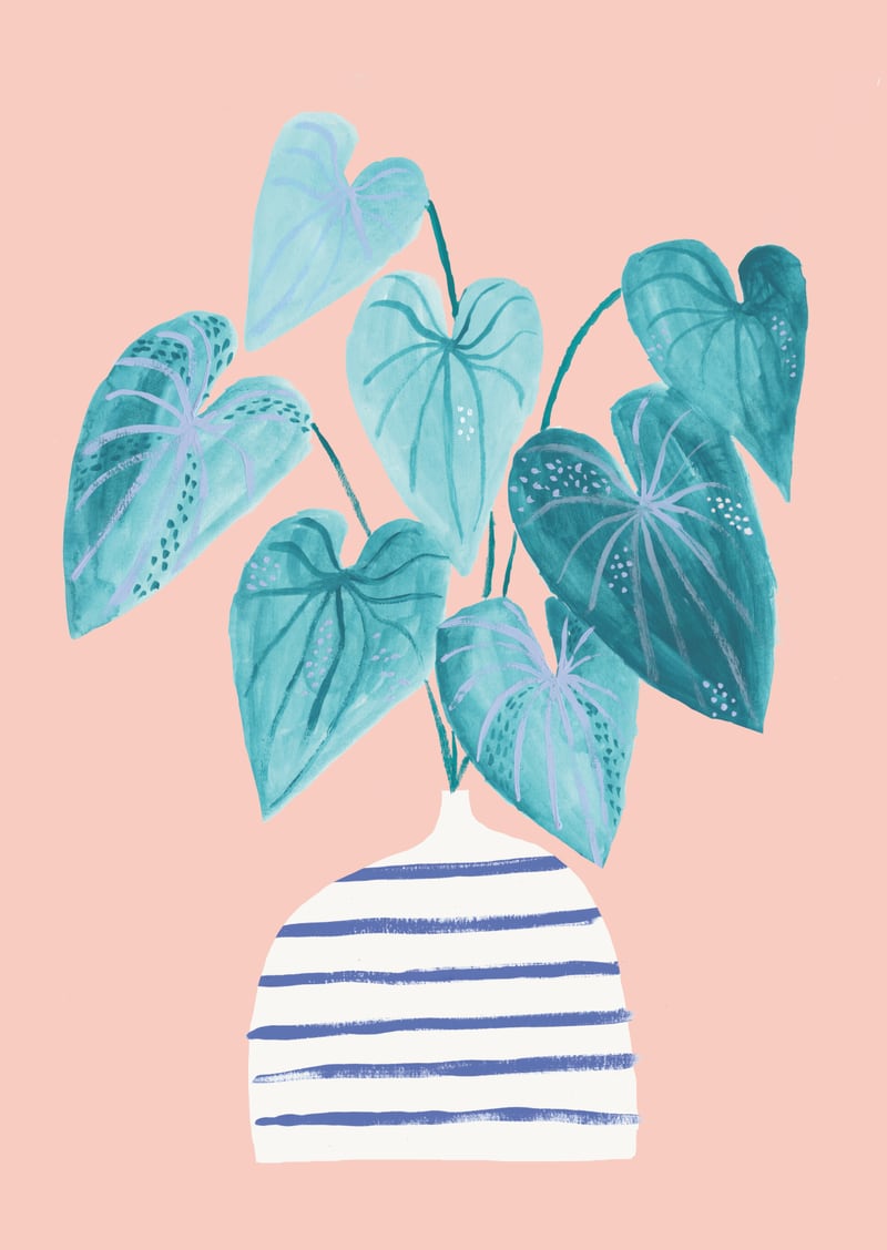 minimal house plant painting in stripy vase by lauradidthis
