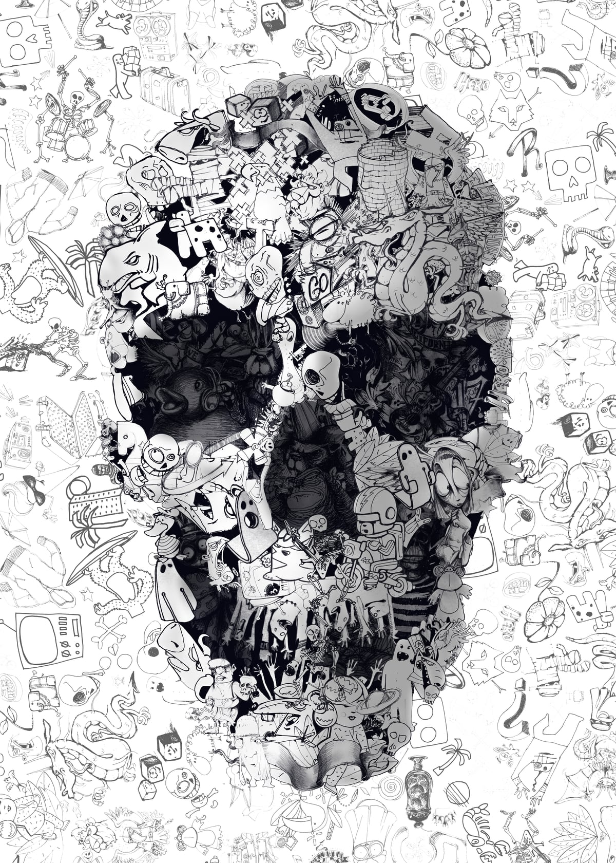 Doodle Skull by Ali Gulec