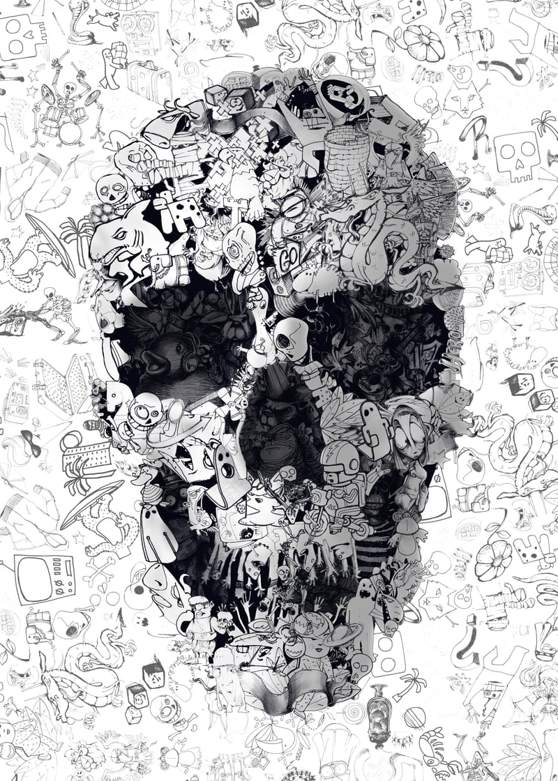 Doodle Skull by Ali Gulec