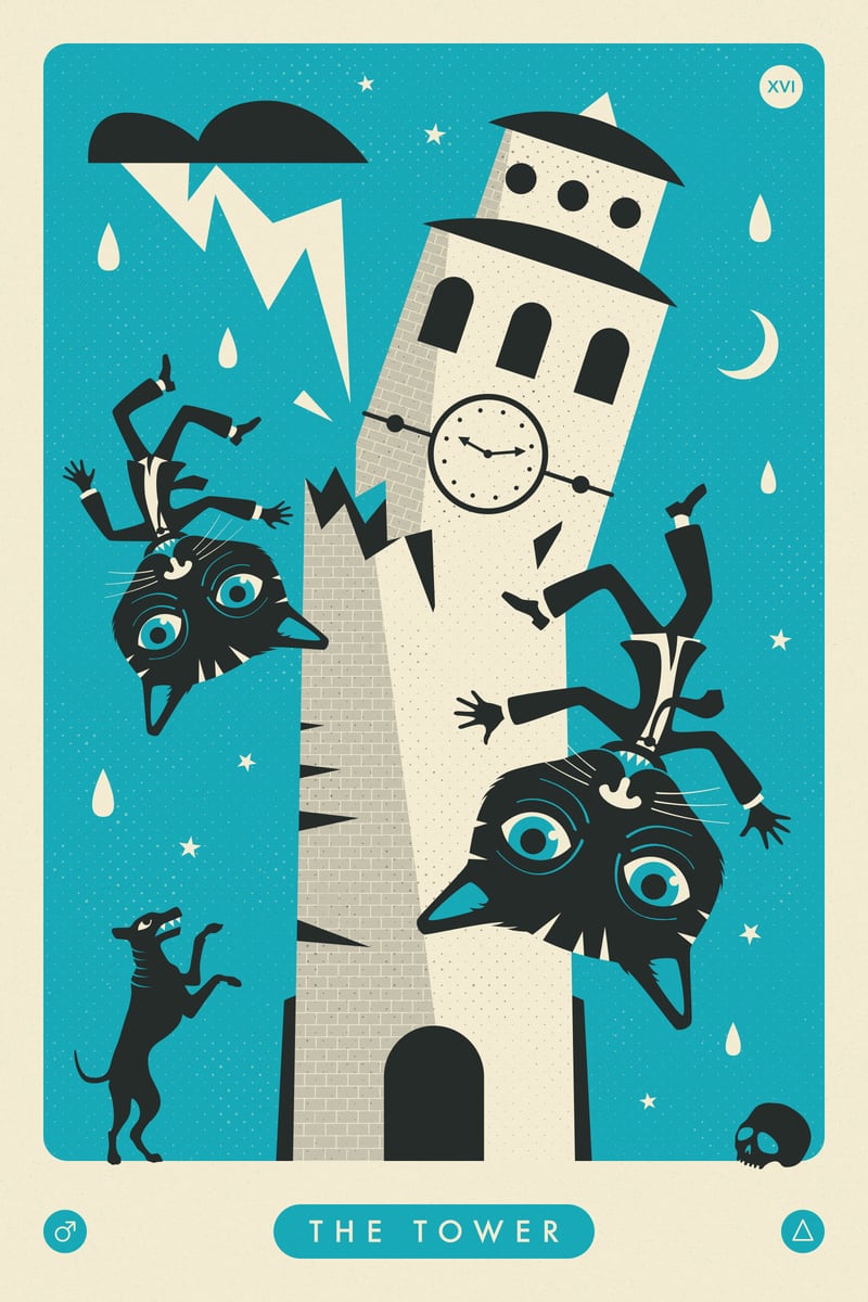 TAROT CARD CAT: THE TOWER by Jazzberry Blue
