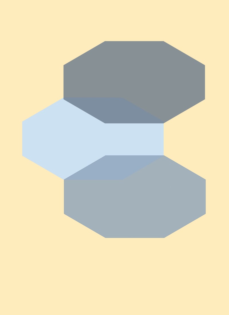 Blue shapes abstract by Proper Job Studio