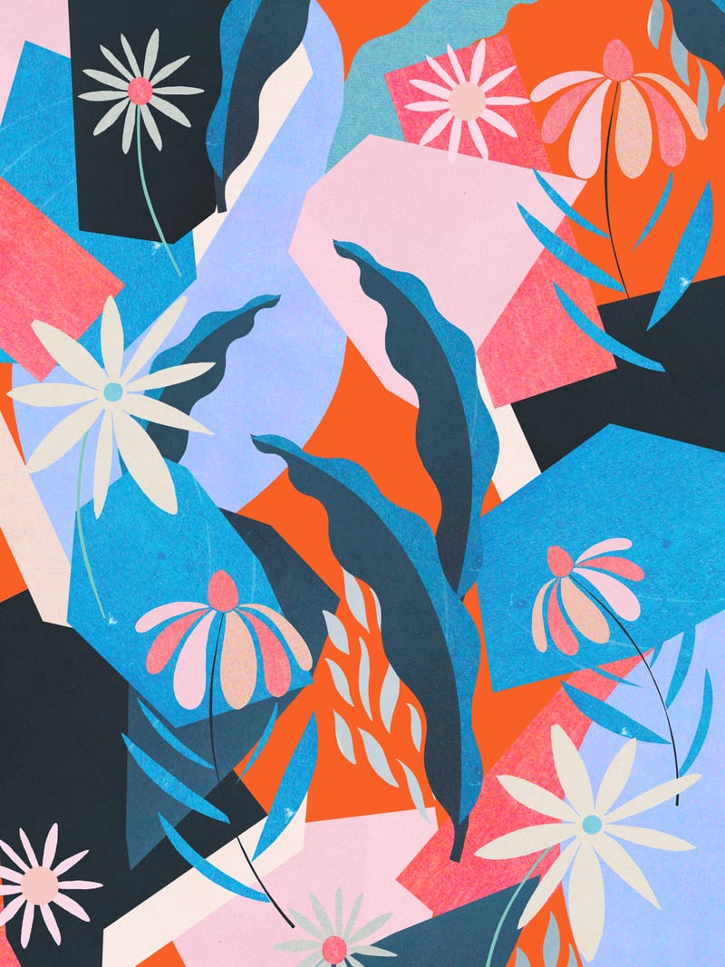 Blue, orange and pink by Leanne Collier
