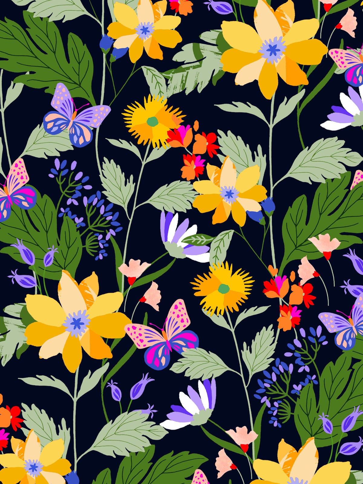 Flowers and butterflies by Leanne Collier
