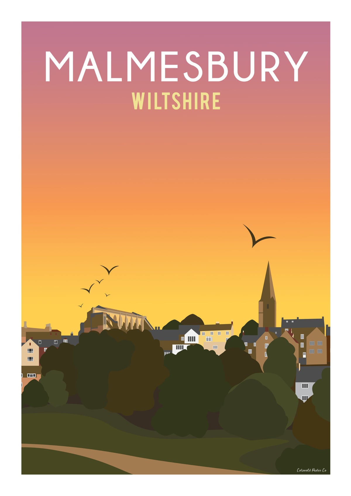 Malmesbury Sunset by Cotswold Poster Co	