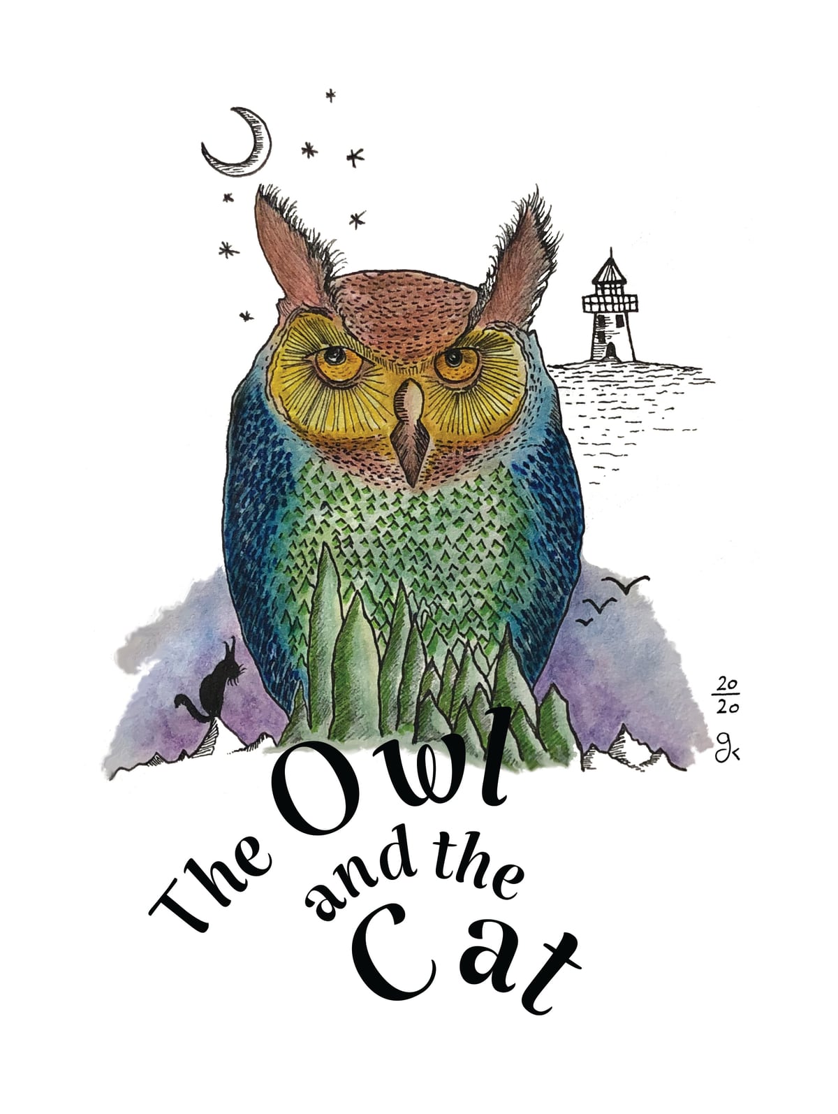 The Owl And The Cat by Georgia Koumoushi