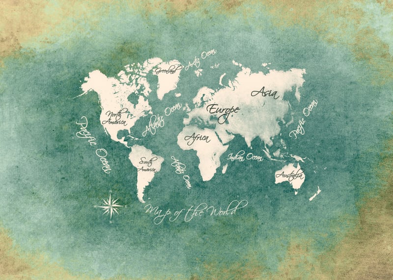 World Map White Green by JBJart