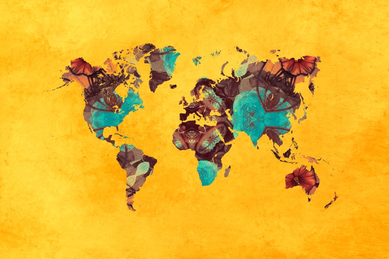 world map yellow art by JBJart