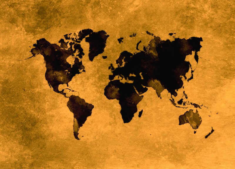 World Map black and yellow digital art by JBJart