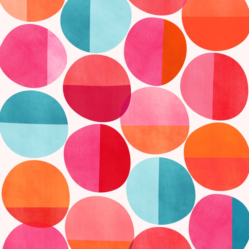 Mid Century Pink and Orange Dots by Modern Tropical