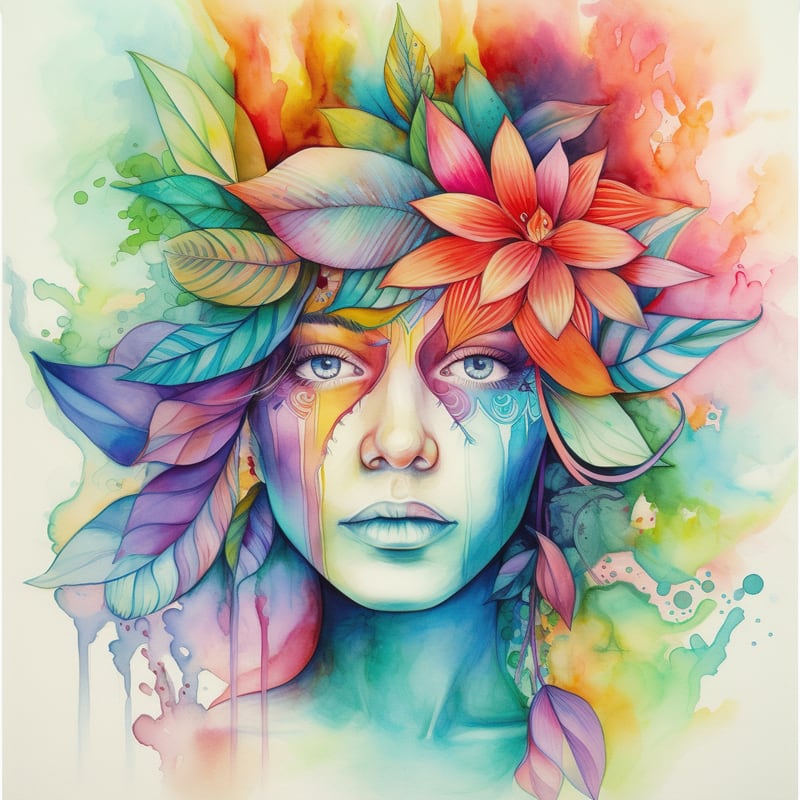 Watercolor Tropical Woman #2 by Chromatic Fusion Studio
