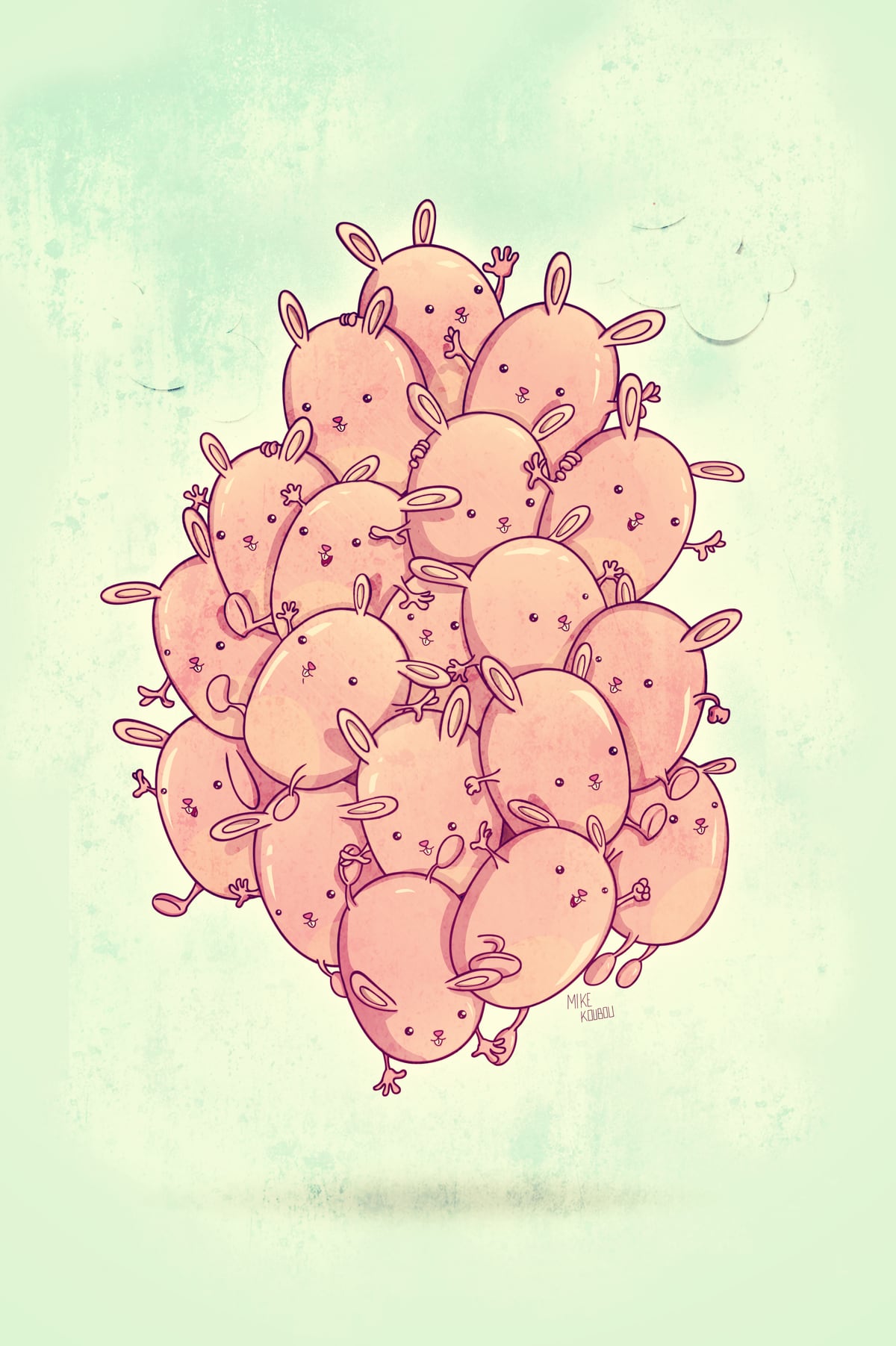 Cute Bunnies by Mike Koubou