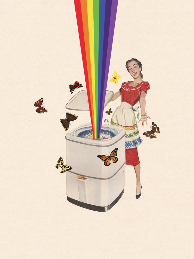 Rainbow Washing Machine by LennyCollageArt