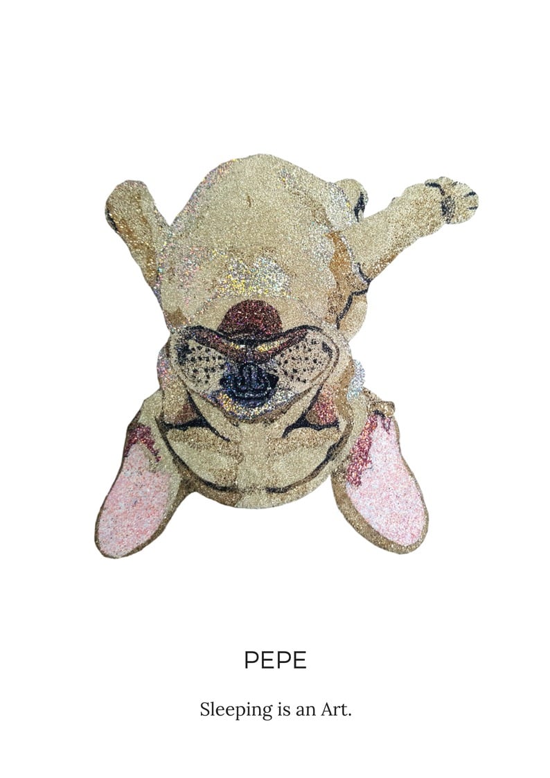 Pepe Sleeping Art French Bulldog  by Glitterbug Gifts
