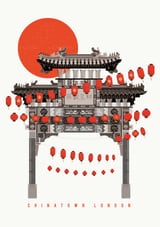 Chinatown London Illustrated Art Print by Eye for London Prints thumbnail