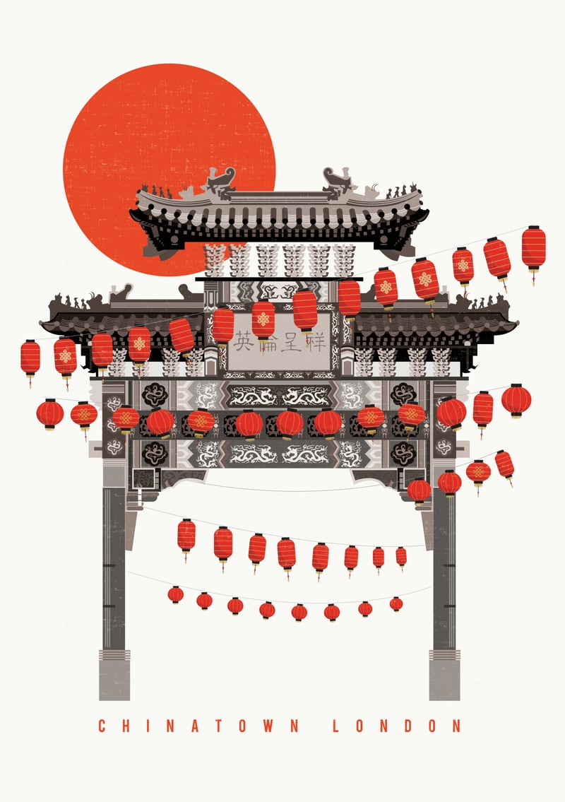 Chinatown London Illustrated Art Print by Eye for London Prints