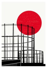 Blood Moon Hackney Illustrated Art Print of London by Eye for London Prints thumbnail