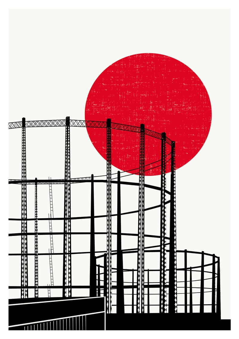 Blood Moon Hackney Illustrated Art Print of London by Eye for London Prints