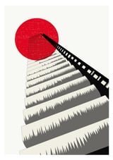 Blood Moon Barbican Illustrated Art Print of London by Eye for London Prints thumbnail