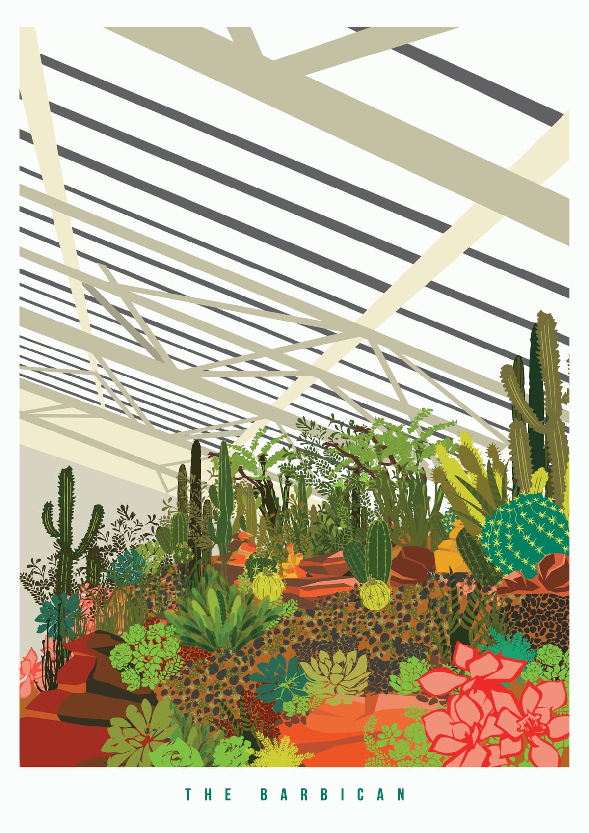 The Barbican Conservatory Illustrated Art Print of London by Eye for London Prints