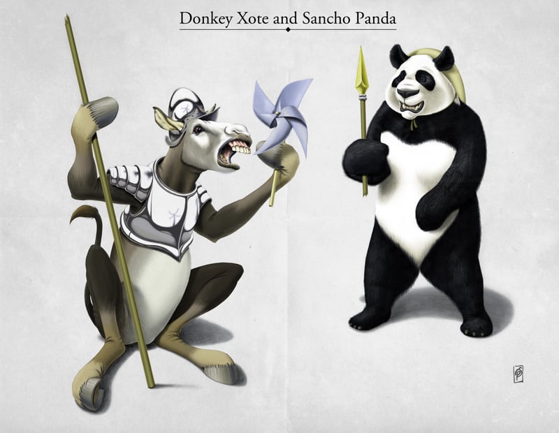 Donkey Xote And Sacho Panda by Rob Snow