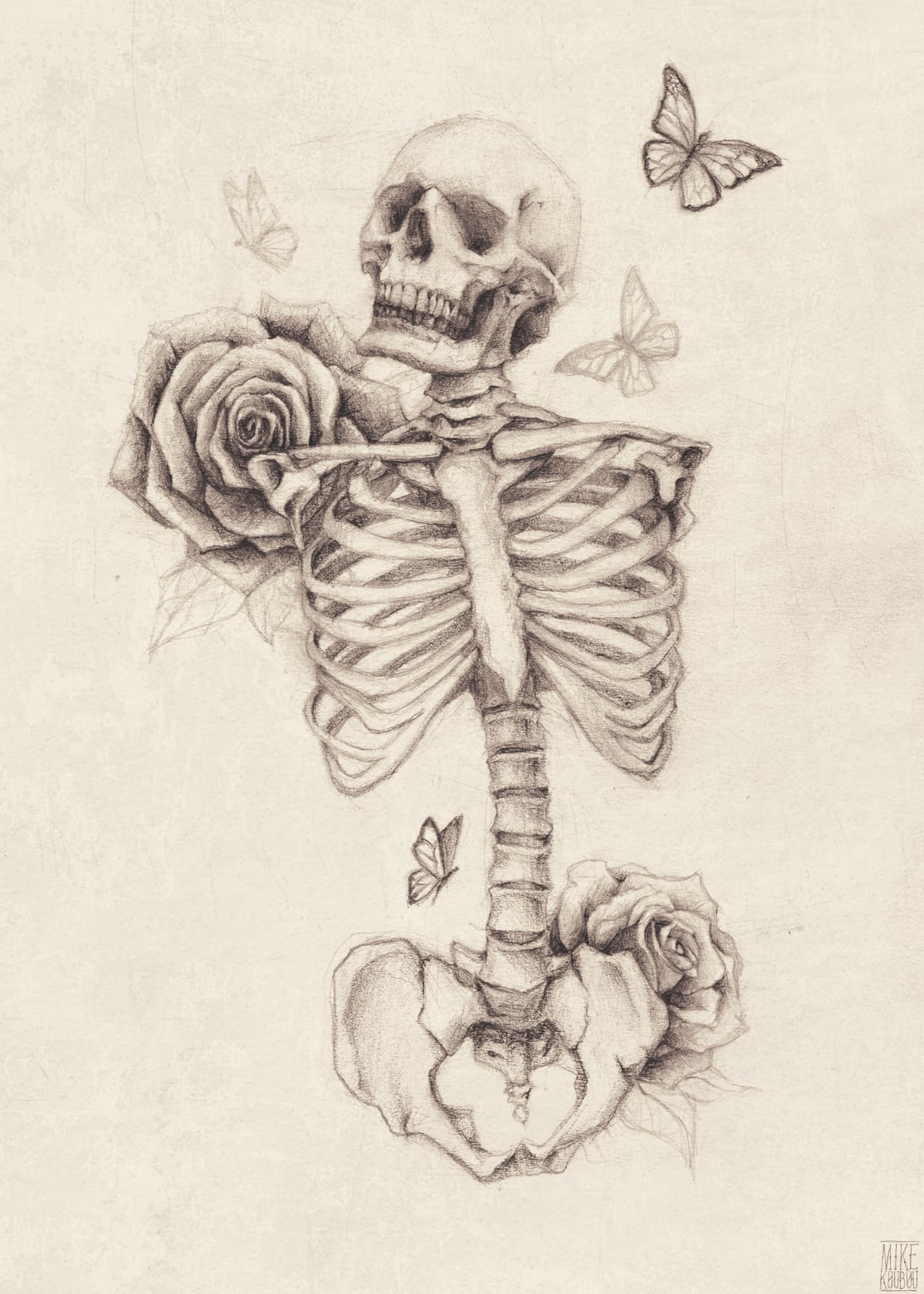 Skeleton and Roses by Mike Koubou