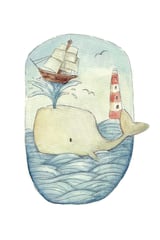Cute Whale In The Sea by Mike Koubou thumbnail
