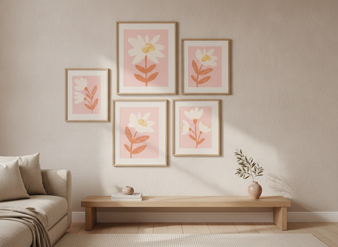 Botanical Blush — gallery wall