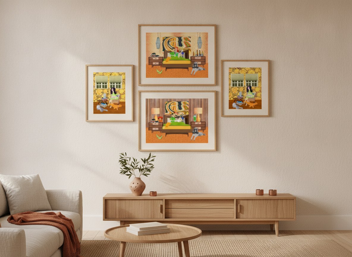 Cozy Retro Living — gallery wall