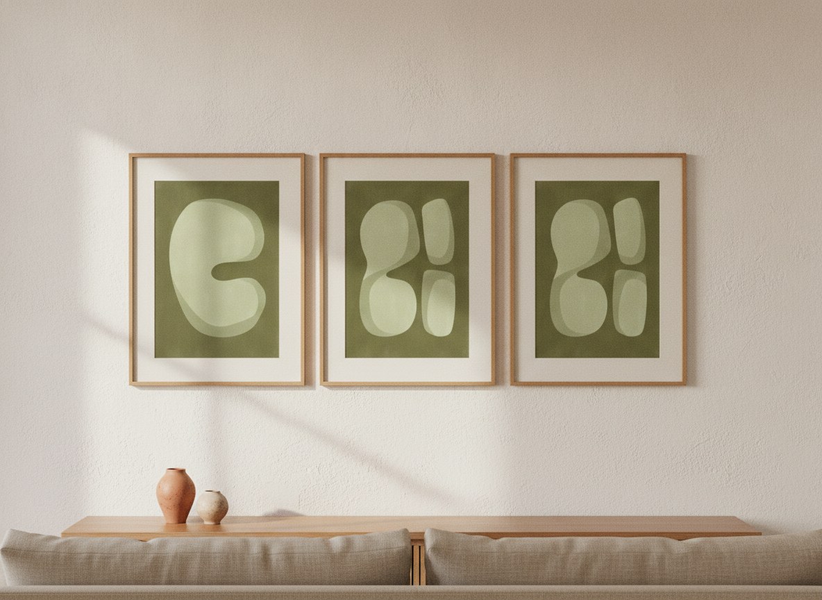 Organic Green Forms — gallery wall