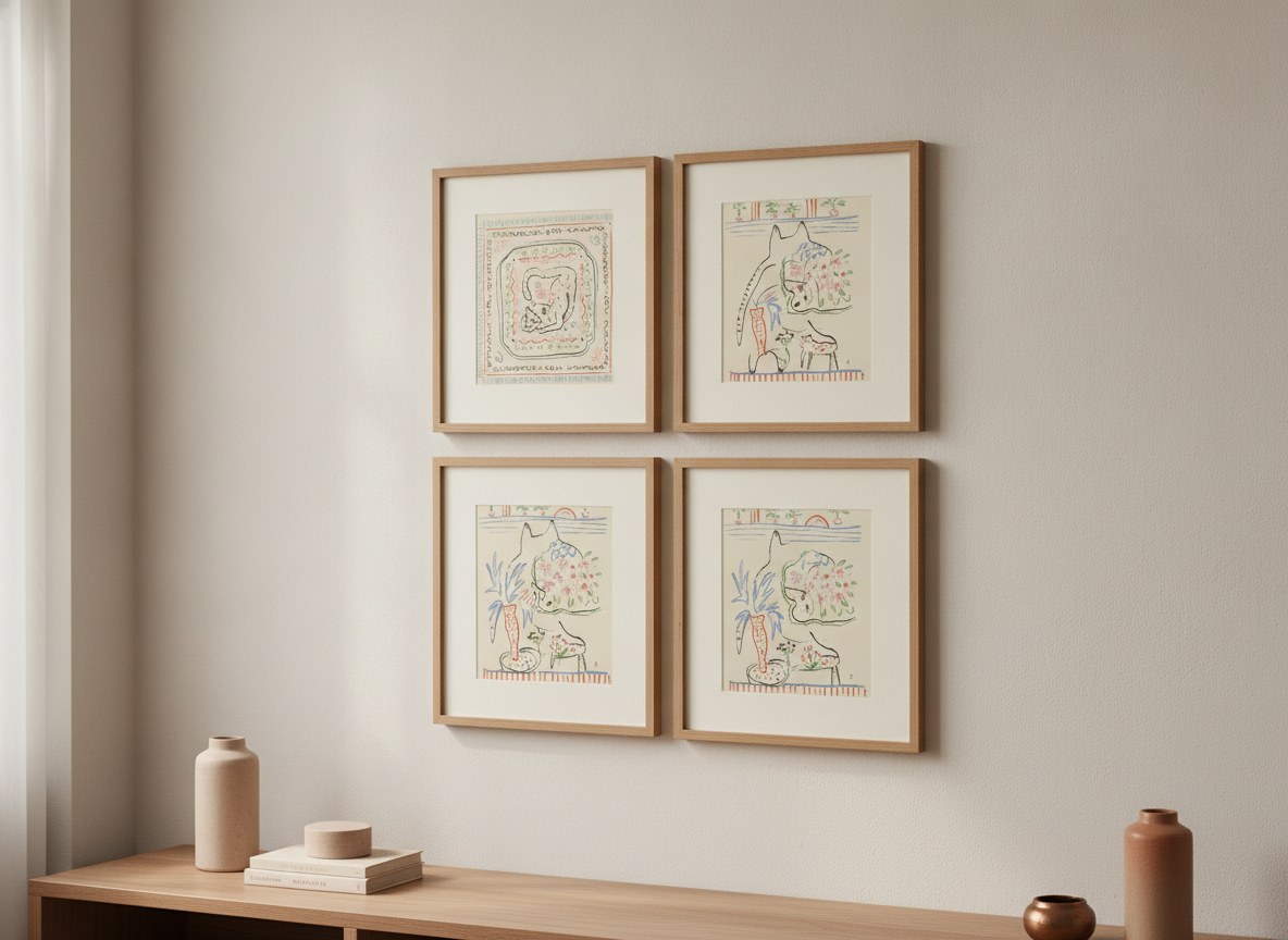 Playful Feline Botanicals — gallery wall