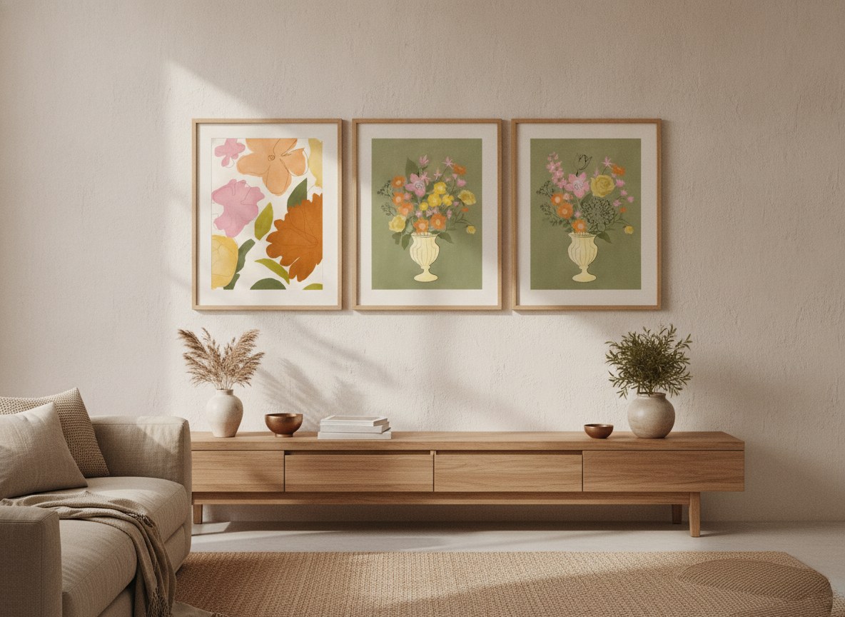 Vibrant Floral Abstraction — gallery wall