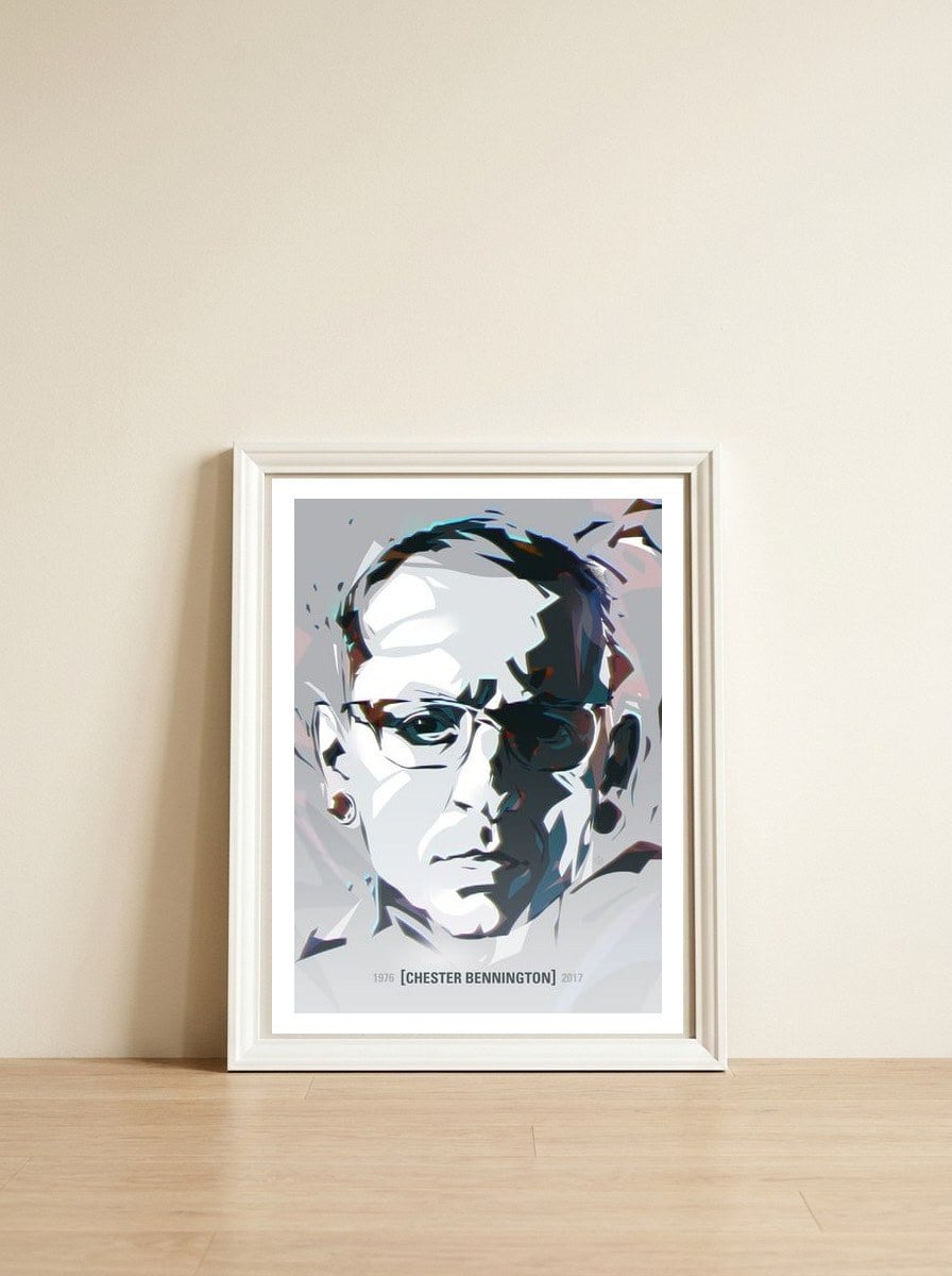 Chester Bennington — framed, leaning against the wall