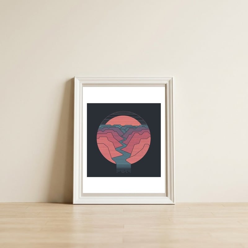 Canyon River — framed, leaning against the wall