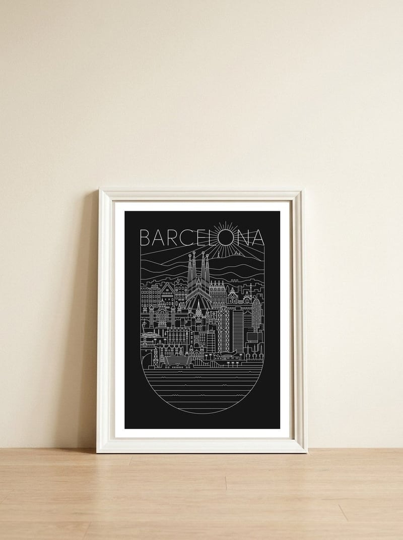 Barcelona — framed, leaning against the wall