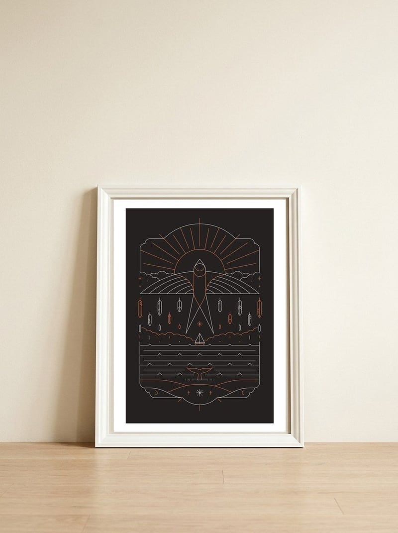 The Navigator — framed, leaning against the wall