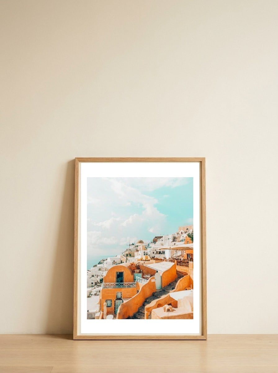 Santorini V2 — framed, leaning against the wall