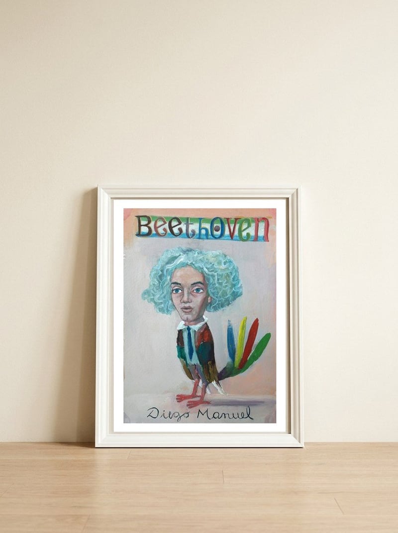 Beethoven Bird 4 — framed, leaning against the wall