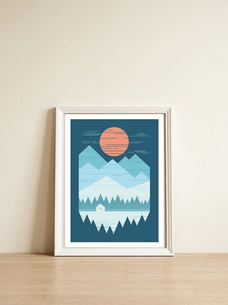 Cabin In The Snow — framed, leaning against the wall