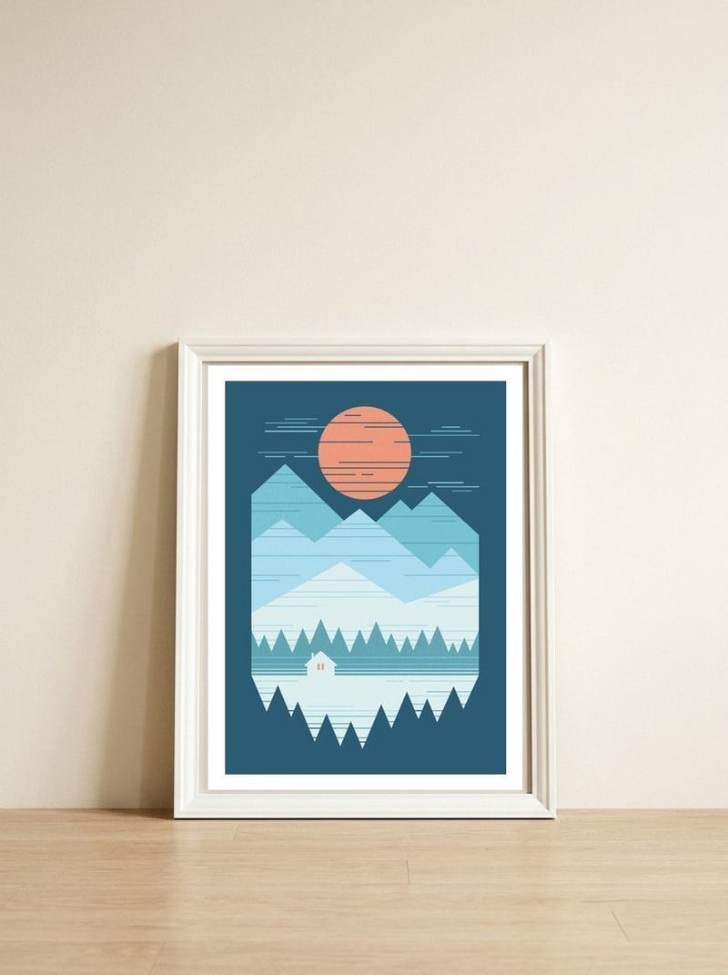 Cabin In The Snow — framed, leaning against the wall