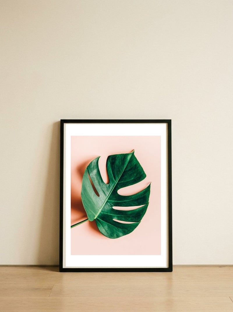 Monstera Shadow — framed, leaning against the wall