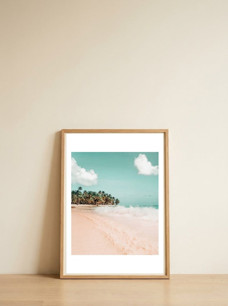 Palm Island — framed, leaning against the wall