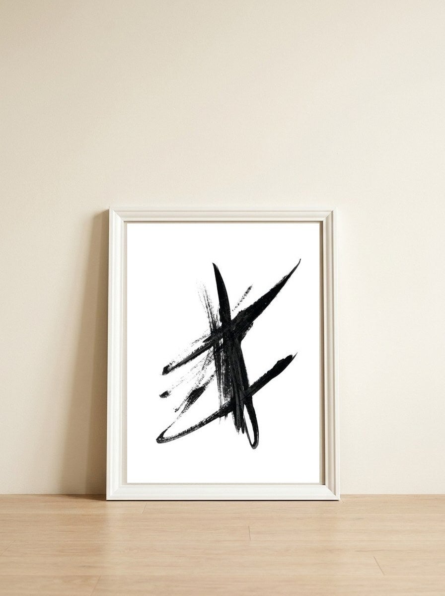 Dynamic Strokes #3 — framed, leaning against the wall