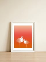 Meditating Flamingos — framed, leaning against the wall thumbnail
