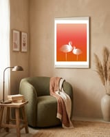 Meditating Flamingos framed in a tender room thumbnail