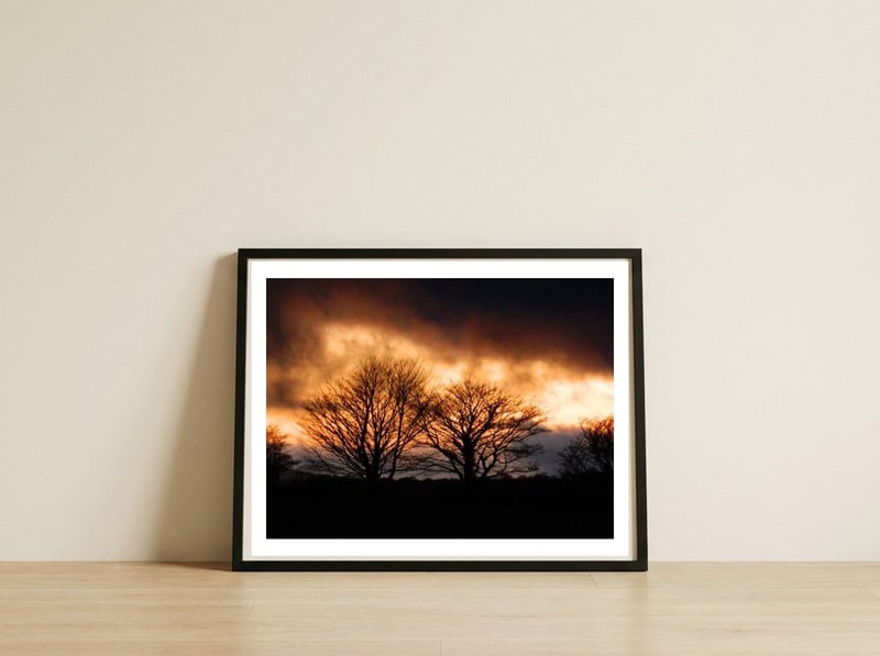 Spring Sunset — framed, leaning against the wall
