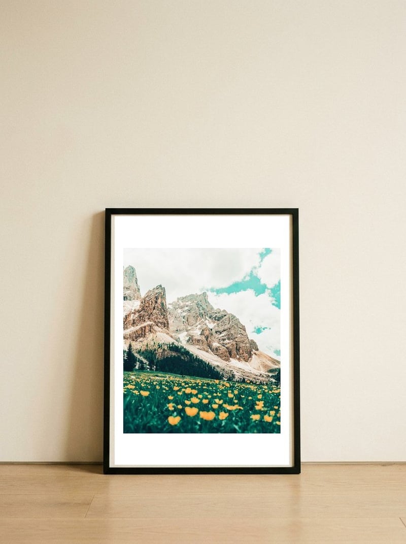 Hillside Meadow — framed, leaning against the wall